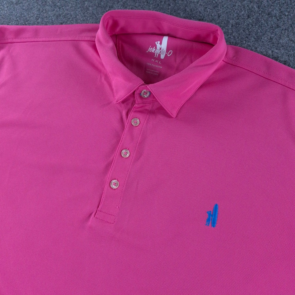 Johnnie-O Mens XXL Rose Pink Performance Polo Shirt JMPO2070 Surfer Logo
